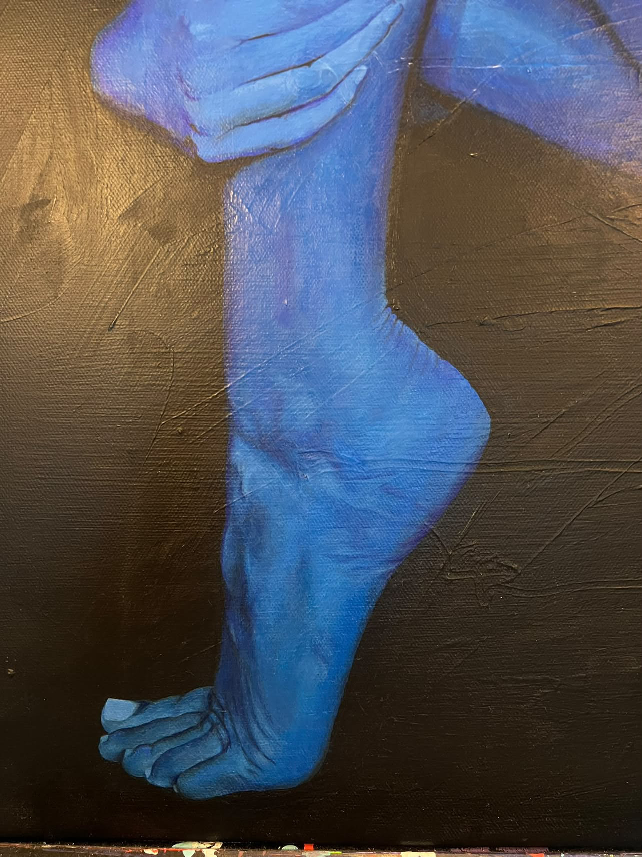Blue foot — oil painting detail