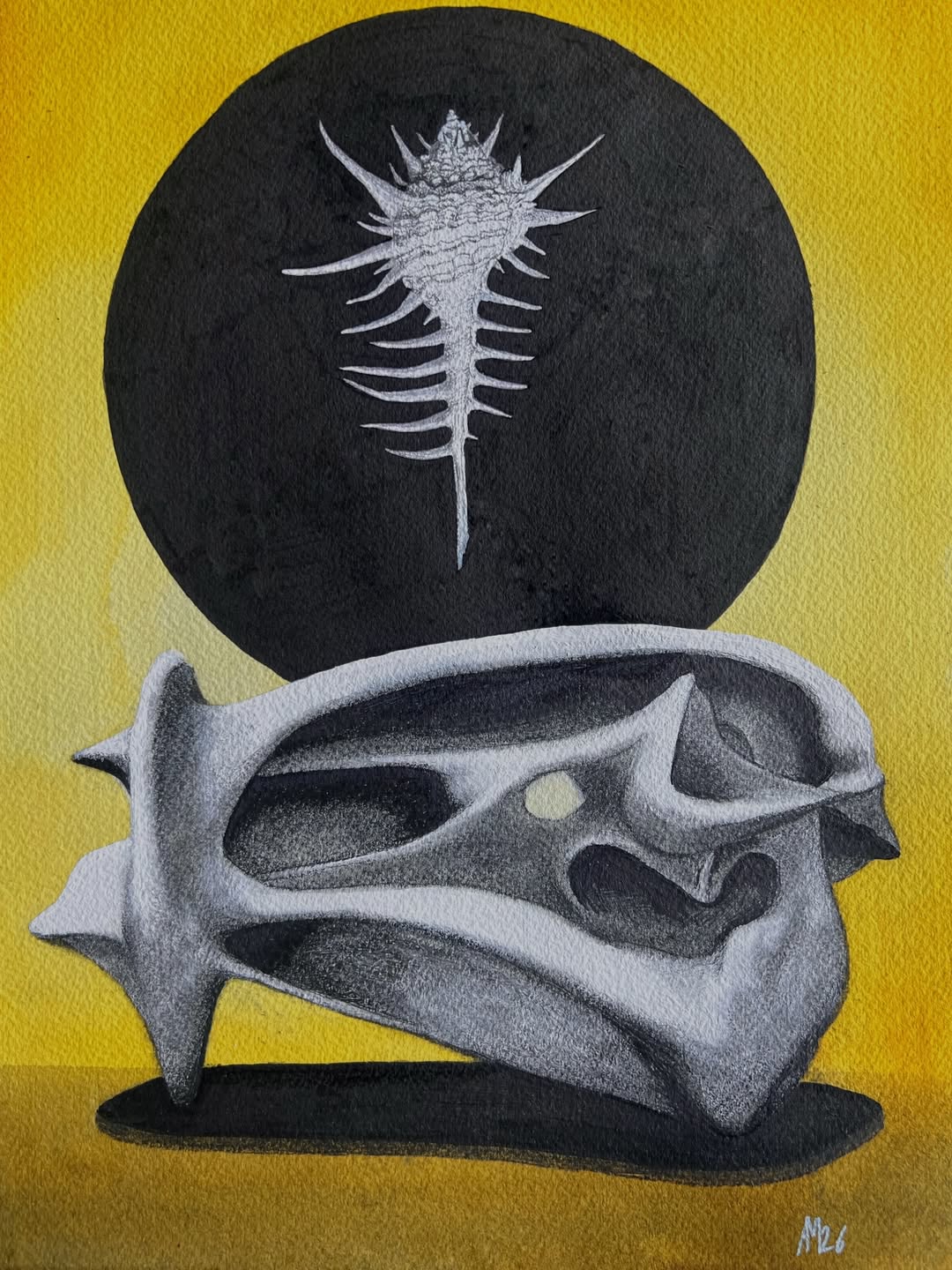 Shell and sculpture — watercolor and graphite on paper
